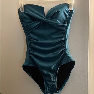 Calvin Klein Blue Bodysuit with Sweetheart Neckline